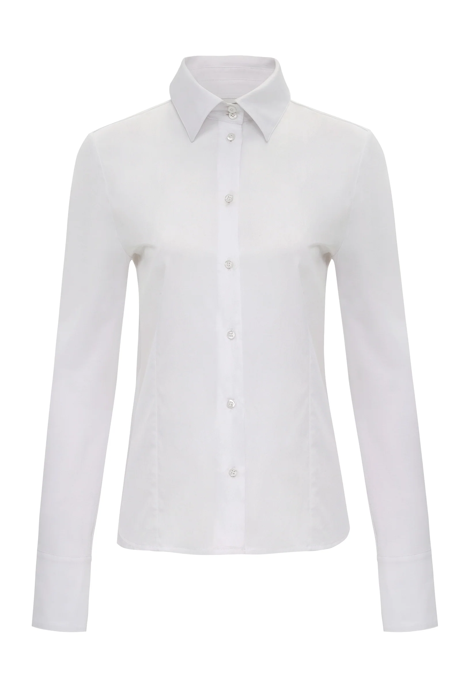 Alida Button Down Poplin Shirt in White - Image 4