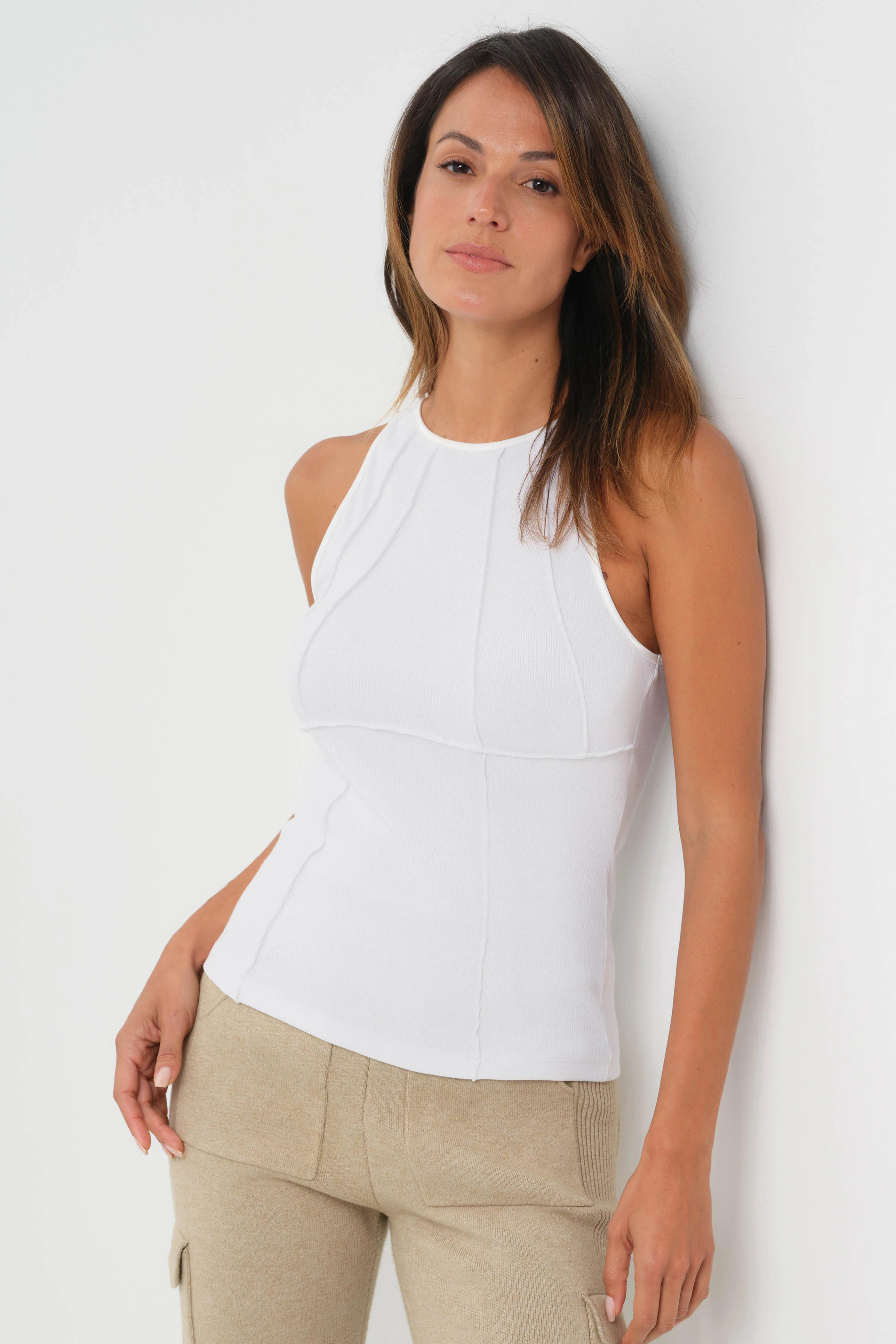 Callie Rib Halter Top with Seam Shaping - Image 3
