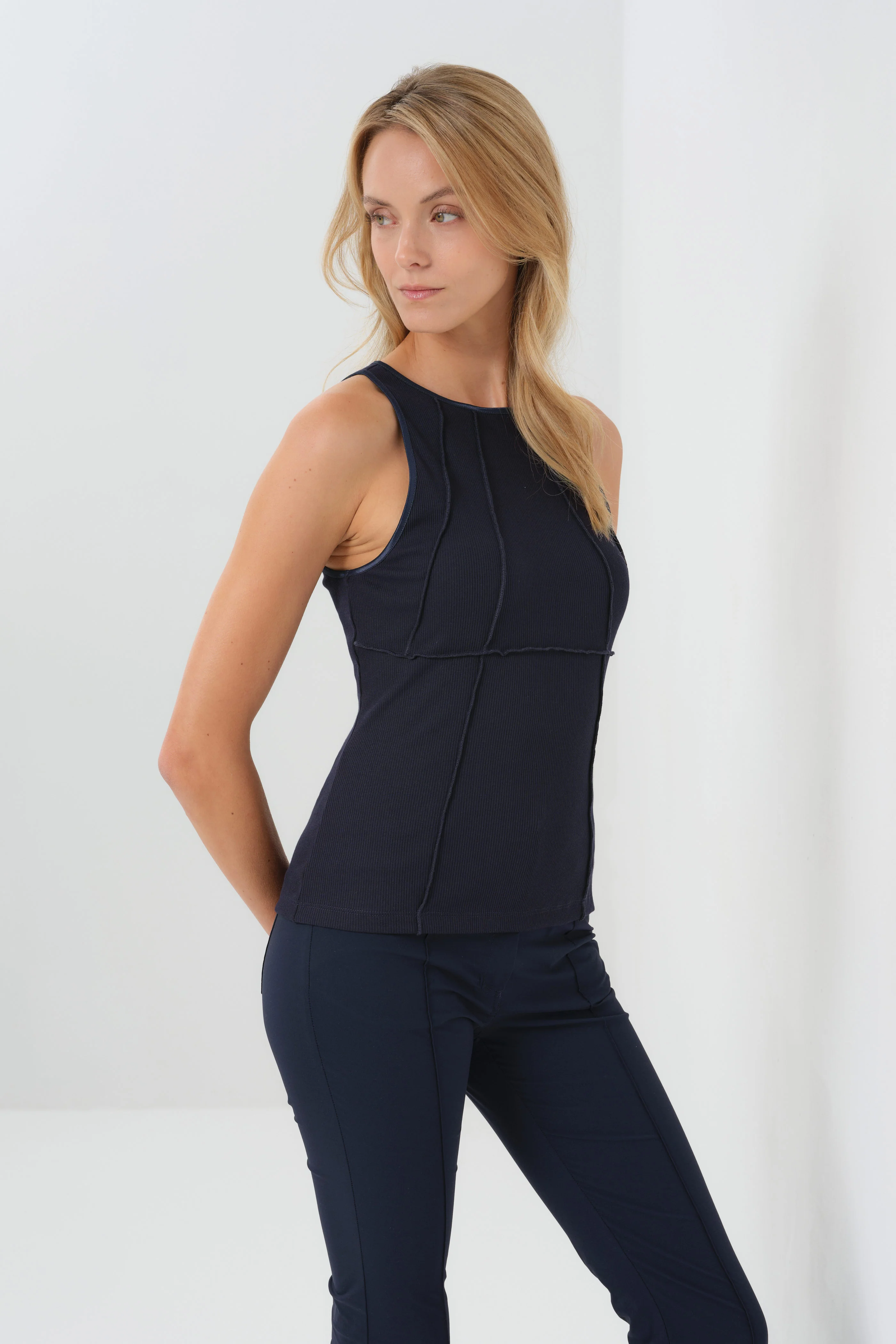 Callie Rib Halter Top with Seam Shaping - Image 5