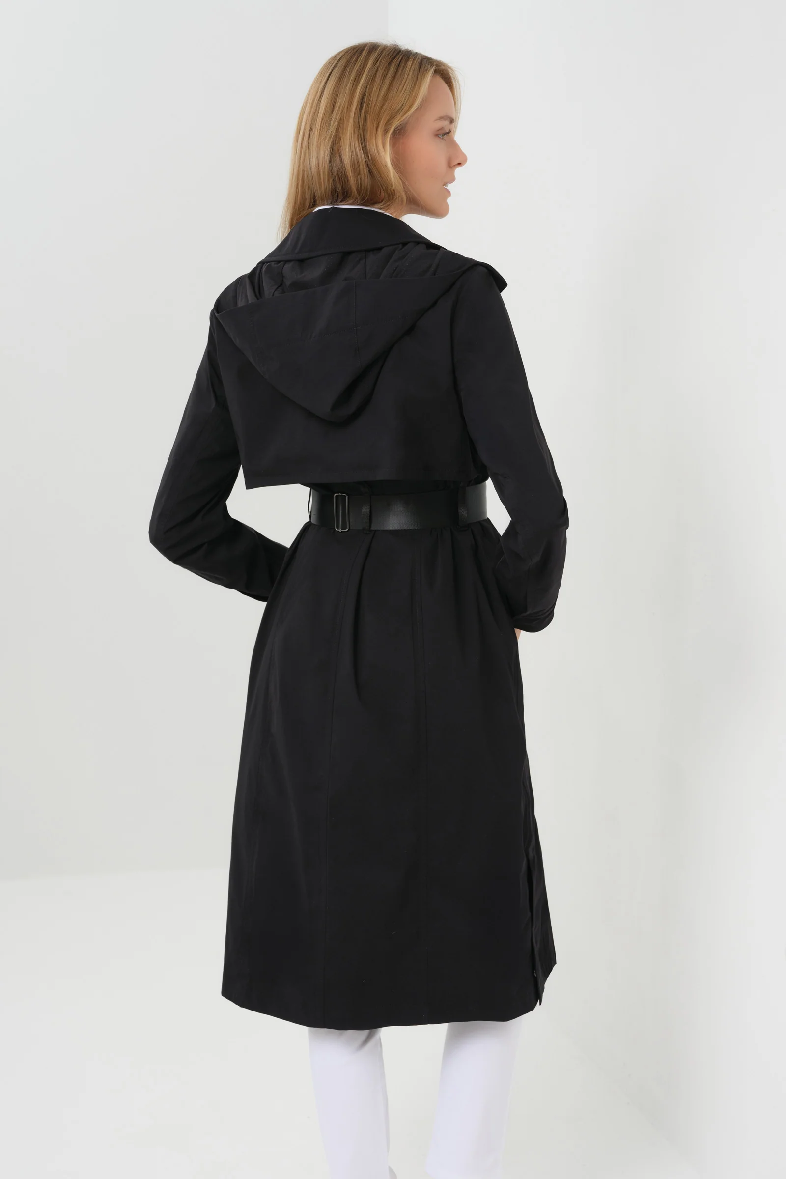 Kenya Waterproof Trench Coat with Removable Hood & Belt - Image 3